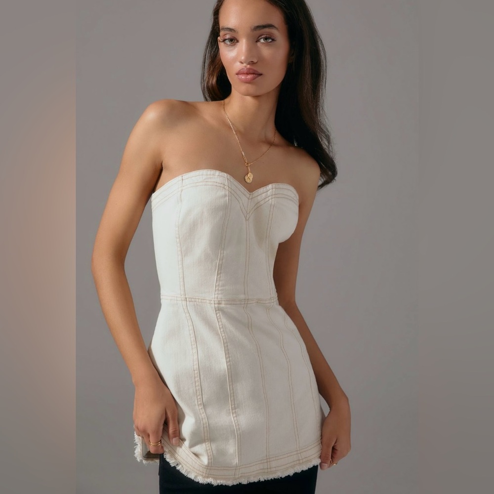 Anthropologie Pilcro Cream Strapless sheath top